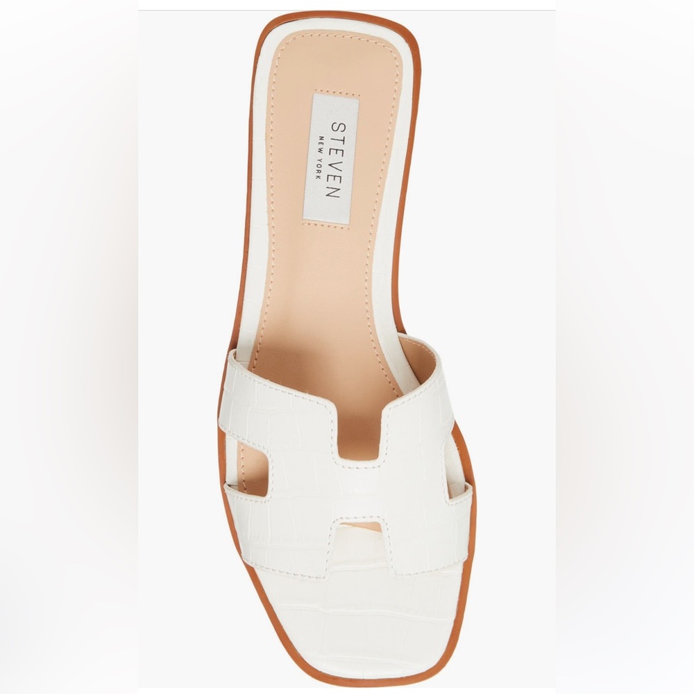 STEVEN by Steve Madden Women's White Croc Hunnie Sandal